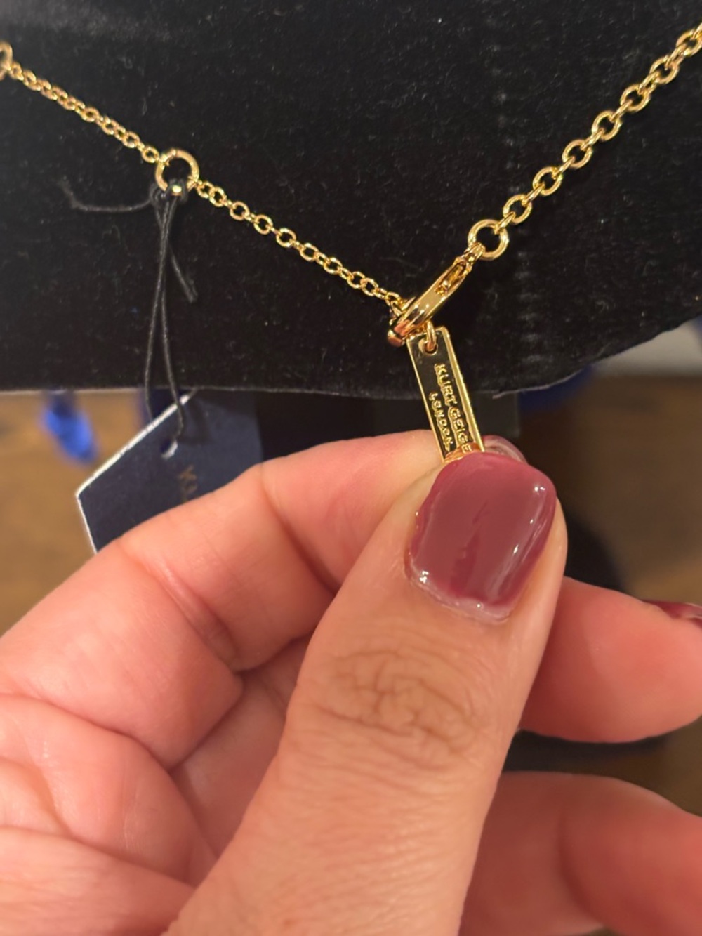 Kurt Geiger Gold Tone Oval Pendant Necklace with Pave Bail - Picture 7 of 10